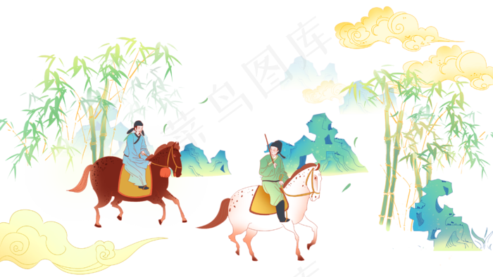 古代骑马古风男人物(2880X1620(DPI:300))psd模版下载