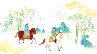 古代骑马古风男人物