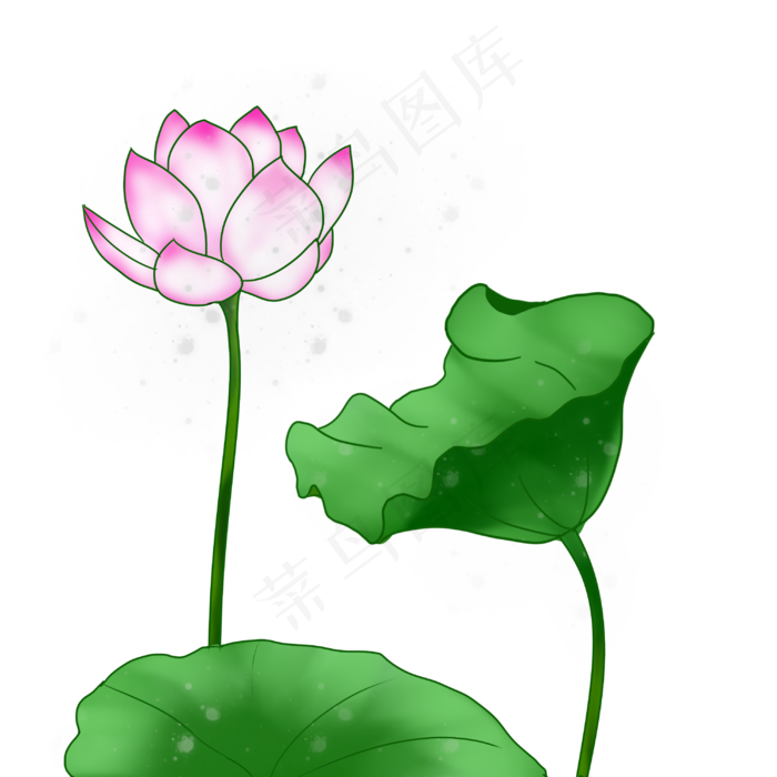 荷花荷叶春雨清明手绘装饰