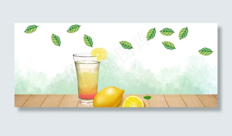 夏日降暑清凉饮料水果(1920*800px 	       )psd模版下载