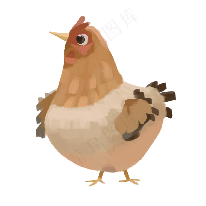 手绘棕色的鸡插画