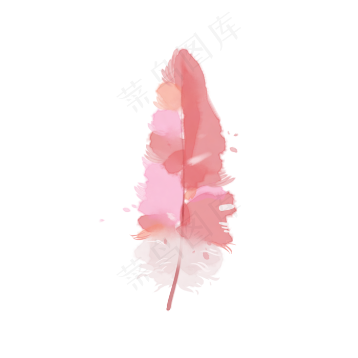 粉色绒毛水彩装饰羽毛