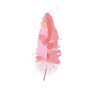 粉色绒毛水彩装饰羽毛
