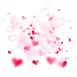 情人节七夕节漂浮爱心元素,免抠元素