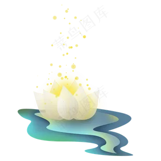 白色莲花河灯,免抠元素