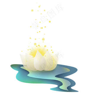 白色莲花河灯,免抠元素