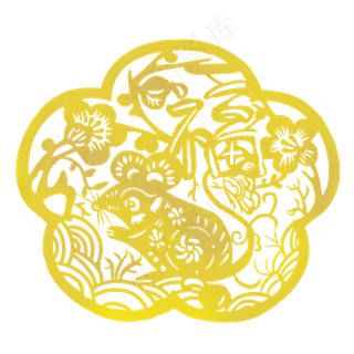 烫金鼠年中国风素材,免抠元素
