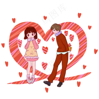 手绘卡通情人节漫画主题