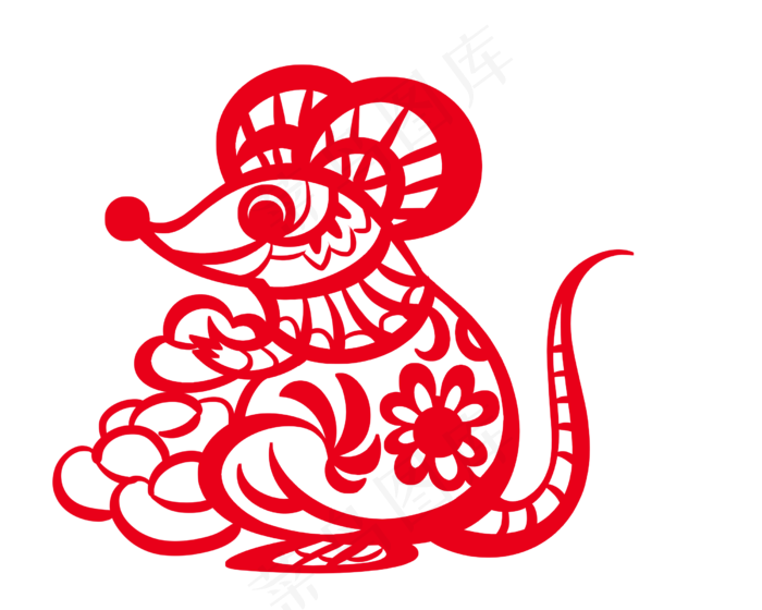 喜庆春节老鼠剪纸,免抠元素(2500X2000(DPI:300))psd模版下载