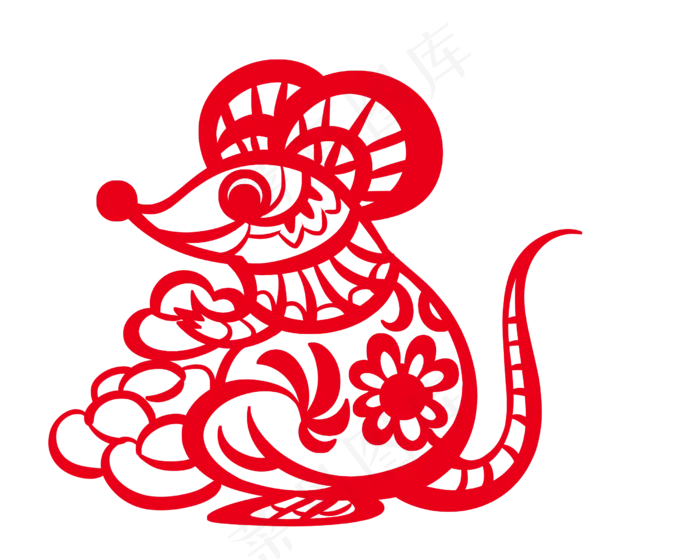 喜庆春节老鼠剪纸,免抠元素