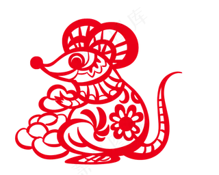喜庆春节老鼠剪纸,免抠元素