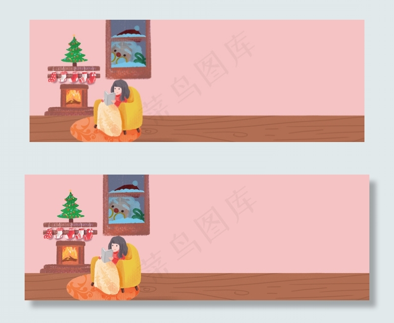 圣诞夜窗前圣诞老人创意家居背景