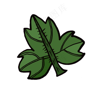 一片树叶绿色插图装饰免抠