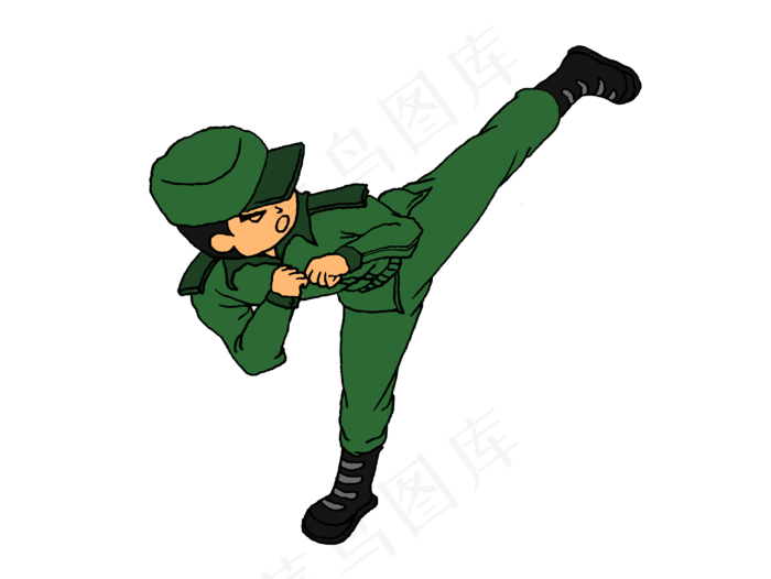 正在格斗的中国军人,免抠元素