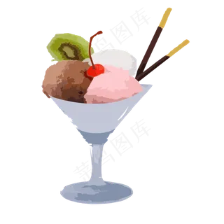 夏日冷饮饮品甜点冰淇淋高脚杯樱,免抠元素