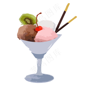 夏日冷饮饮品甜点冰淇淋高脚杯樱,免抠元素