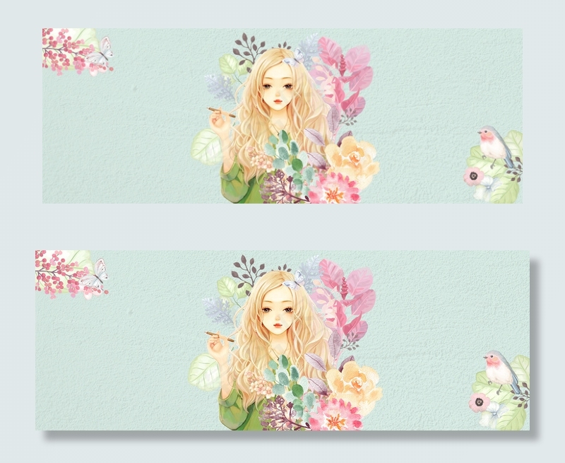 淡雅文艺可爱女生节banner背景