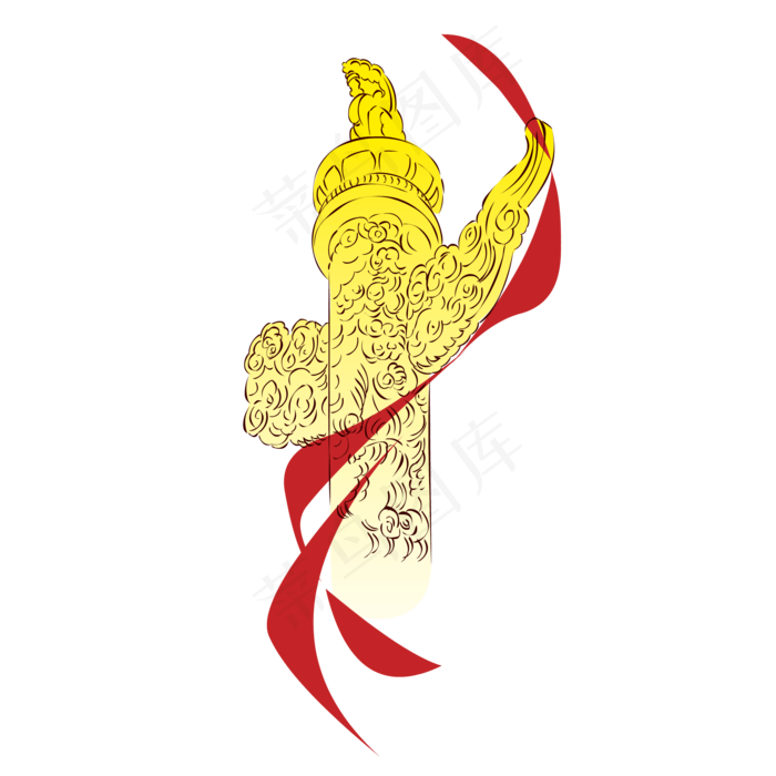 七一八一金华表红丝带(3000X3000(DPI:762))ai矢量模版下载