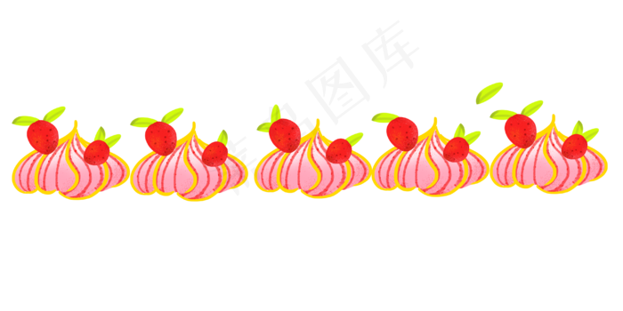 卡通美食草莓分割线(4000X2000(DPI:300))psd模版下载