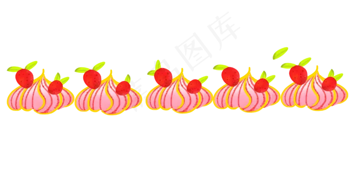 卡通美食草莓分割线(4000X2000(DPI:300))psd模版下载