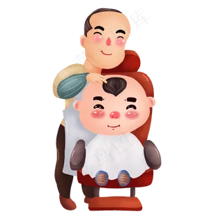 手绘剪头发png图,免抠元素