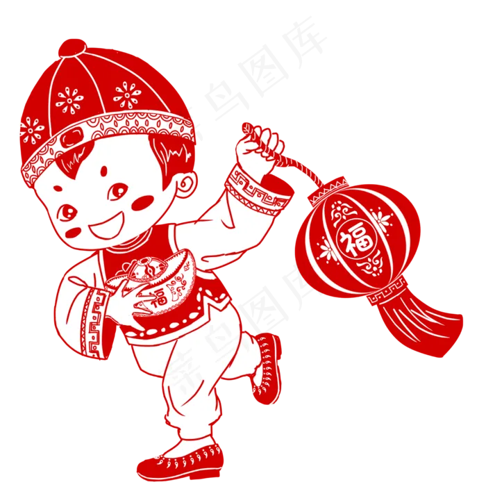 卡通新年鼠年剪纸农历2020,免抠元素