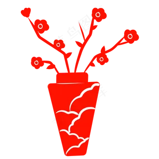 红色传统植物花朵元素,免抠元素