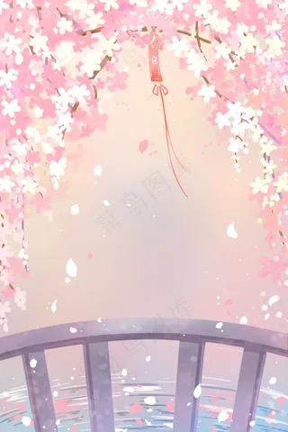 粉色唯美卡通春季春日祭樱花祭樱花节配图