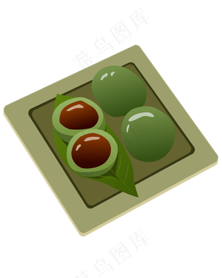 矢量卡通绿色青团,免抠元素