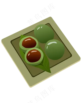 矢量卡通绿色青团,免抠元素