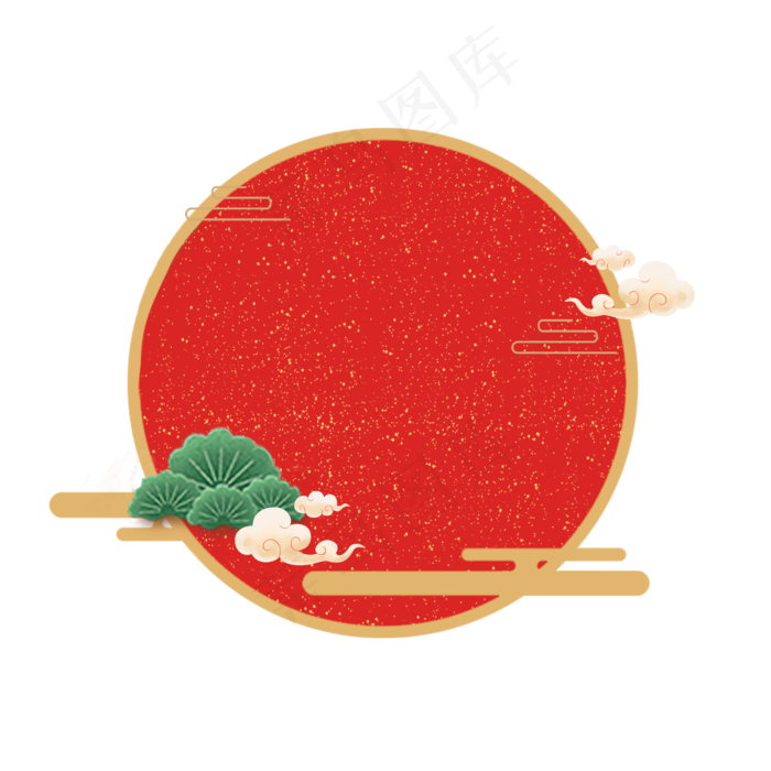 新年中国风红金色云纹,免抠元素(2000X2000(DPI:300))psd模版下载