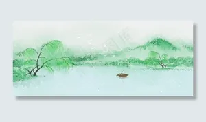 水墨山水画清明时雨中国风PNG素材,免抠元素