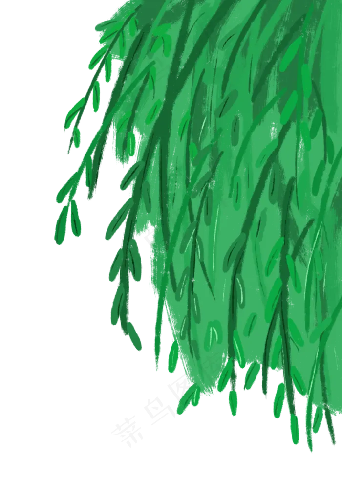 春天清明节手绘柳叶(3508X4961(DPI:300))psd模版下载