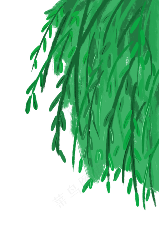 春天清明节手绘柳叶