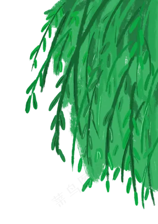 春天清明节手绘柳叶