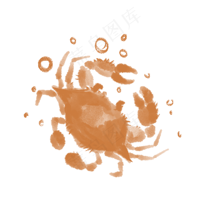 水墨水彩中国风螃蟹