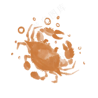 水墨水彩中国风螃蟹