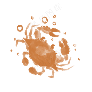 水墨水彩中国风螃蟹