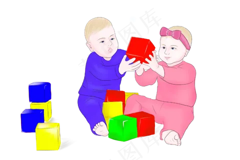 儿童节儿童玩积木