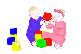 儿童节儿童玩积木