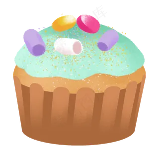手绘甜品甜点美食之棉花糖纸杯蛋