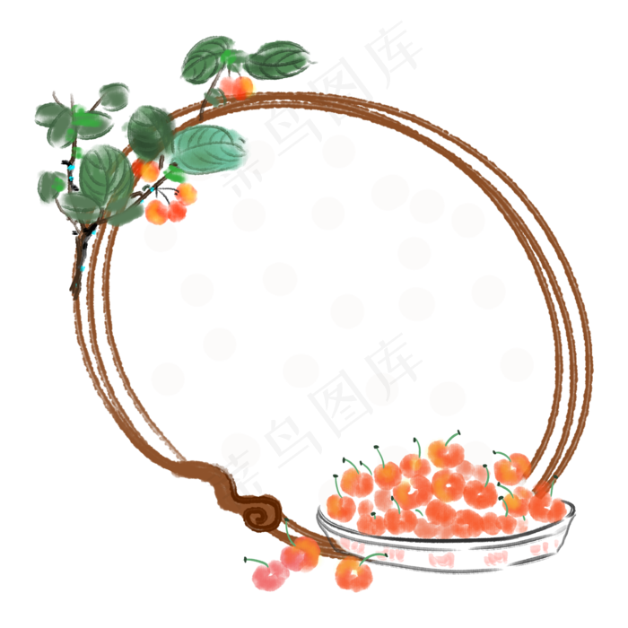 立夏樱桃装饰边框(2000X2000(DPI:300))psd模版下载