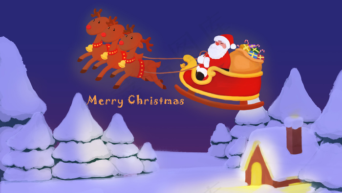 圣诞老人插画场景