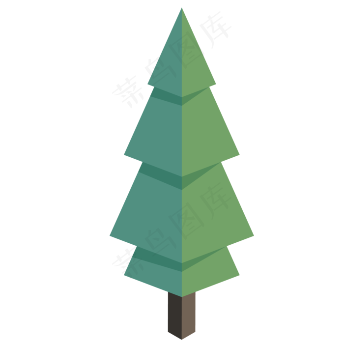 2.5D社交绿色小树免抠图