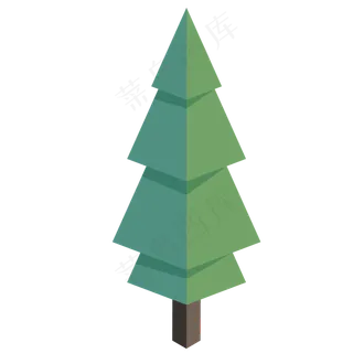 2.5D社交绿色小树免抠图
