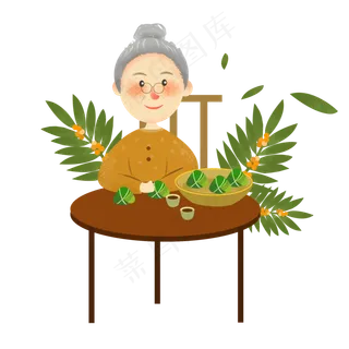 老奶奶端午节包粽子