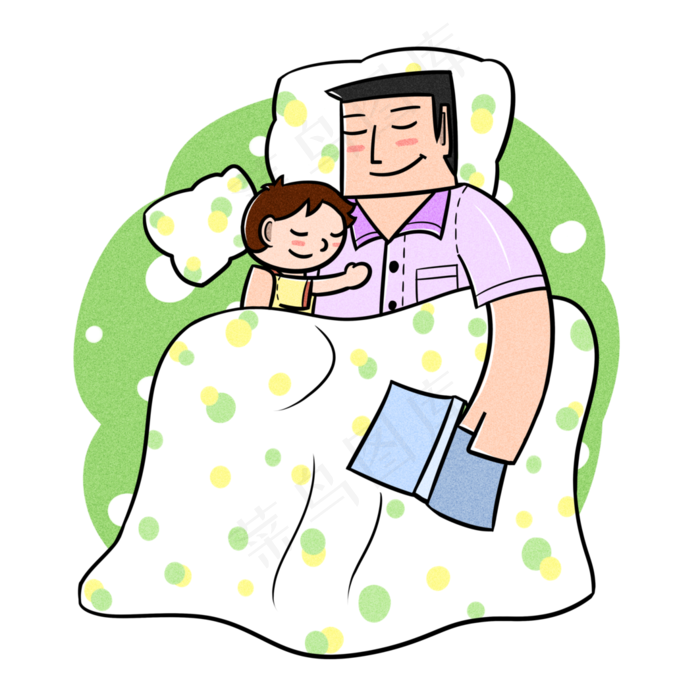 卡通父亲节父子夸张风睡觉觉pn