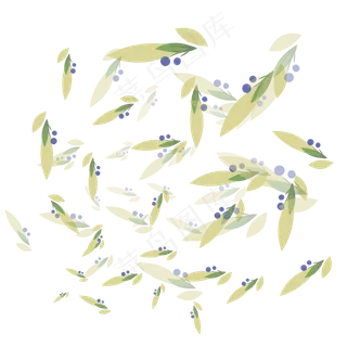 手绘植物树叶漂浮的叶子