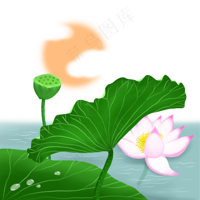 荷花和叶荷塘景色唯美(2000X2000(DPI:300))psd模版下载
