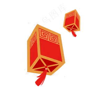 元宵节红色孔明灯,免抠元素